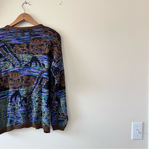 VINTAGE | Italian-Made Knit 3/4 Button-Down Crewneck Sweater by Franco Valeri - Picture 3 of 5